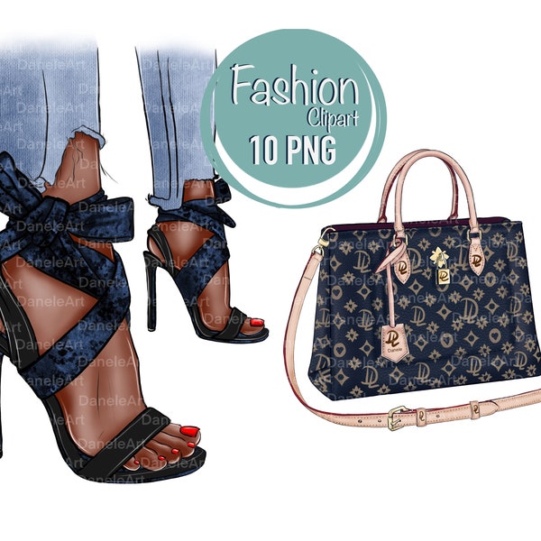 Fashion Bag and High Heel Shoes Clipart, Fashion PNG, Purse, Handbag, Fashion Illustration, Fashion Outfit, Designer
