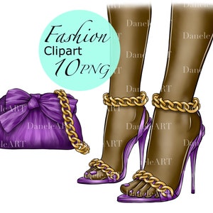 Fashion Bag and High Heel Shoes Clipart, Fashion PNG, Purse, Handbag, Fashion Illustration, Fashion Outfit, Designer