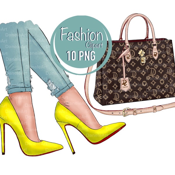 Mode Tasche und High Heel Schuhe Clipart, Mode PNG, Geldbörse, Handtasche, Mode Illustration, Mode-Outfit, Designer