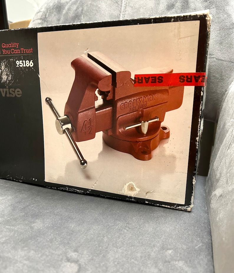 May include: A red Craftsman 4 1/2 inch vise in a black box with the Sears logo. The box also says "Quality You Can Trust" and "95186".
