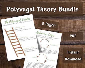 Polyvagal Theory Bundle, Nervous System Regulation, PTSD Worksheets (PDF)