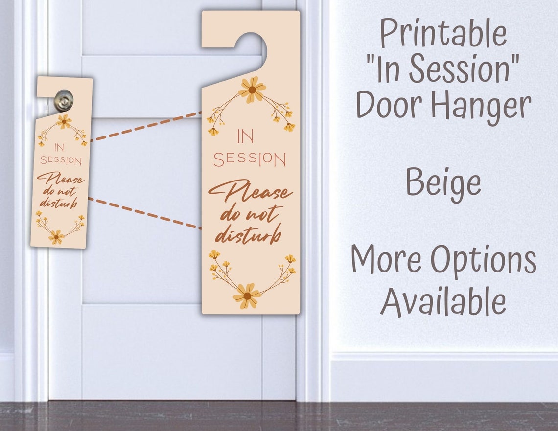 Printable in Session Sign for Therapist or Counselor, in Session Door Sign, Beige Tan Door Sign ...