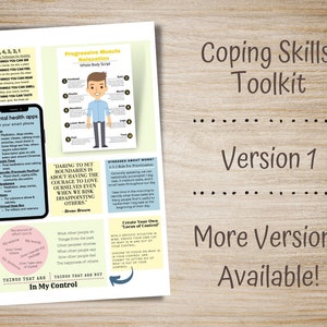 Coping Skills Printable, Coping Skills for Anxiety, Coping Skills Worksheet, Coping Strategies, Self Care, Therapy and Counseling, Version 1