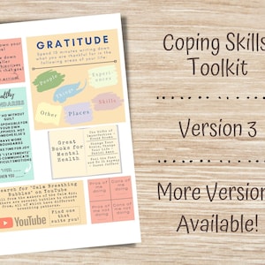 Coping Skills Printable, Coping Skills for Anxiety, Coping Skills Worksheet, Coping Strategies, Self Care, Therapy and Counseling, Version 3