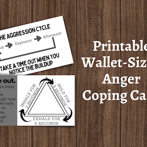 Printable Anger Management Coping Card for Adults, Wallet Sized Anger Coping Skills, Anger Management Activities, Breathing Exercises