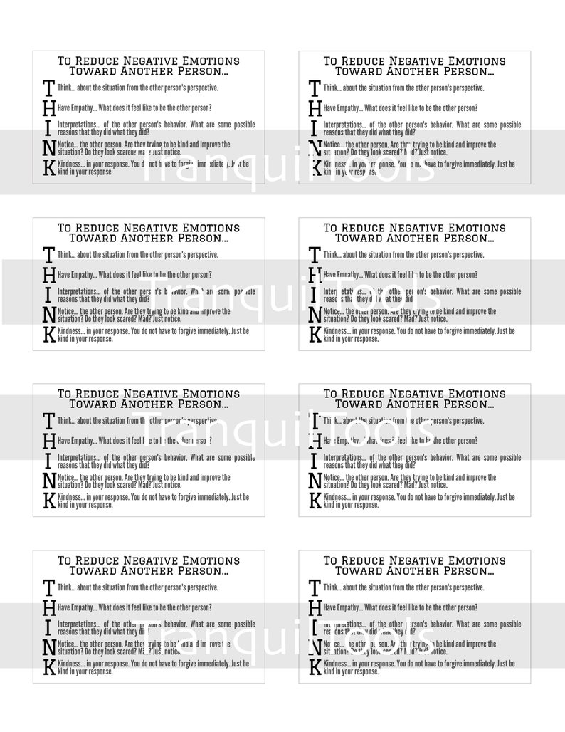 Printable Borderline Personality Disorder Coping Card, Set 1, Printable ...