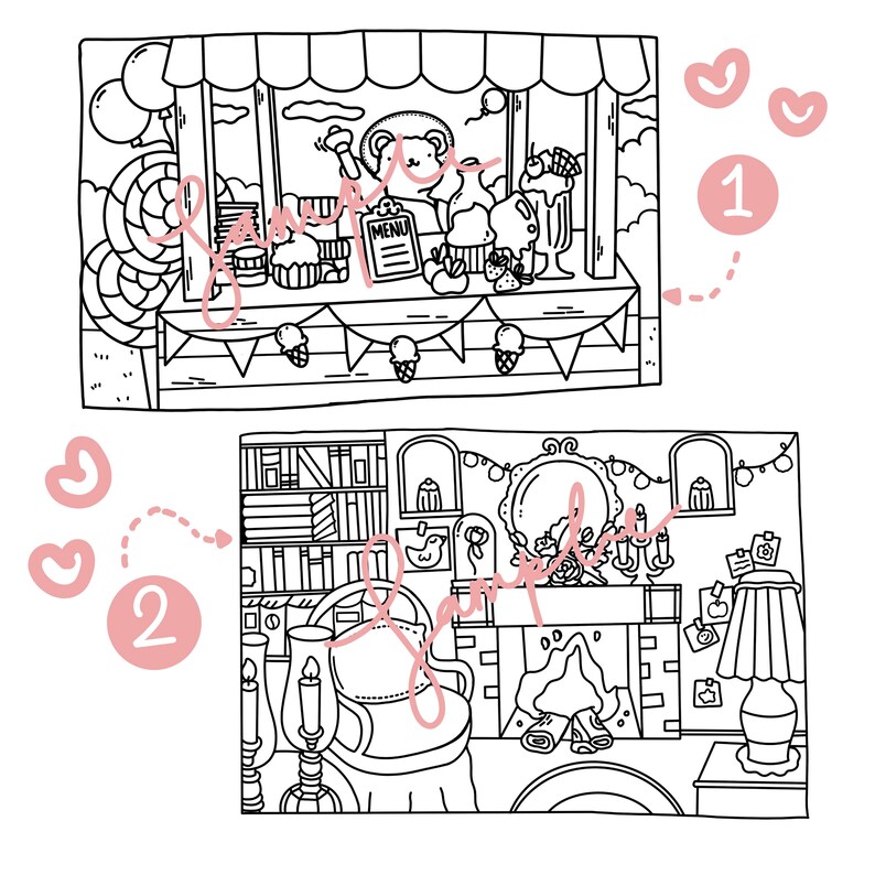 2 Cute Printable Coloring Pages - Etsy