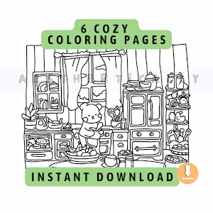 Cozy coloring book for adult cottage core pages shabby chic coloring hygge art warm cozy coloring relaxing stress relief gift for friends