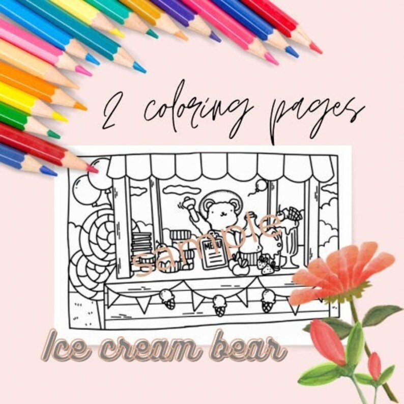 2 Cute Printable Coloring Pages - Etsy