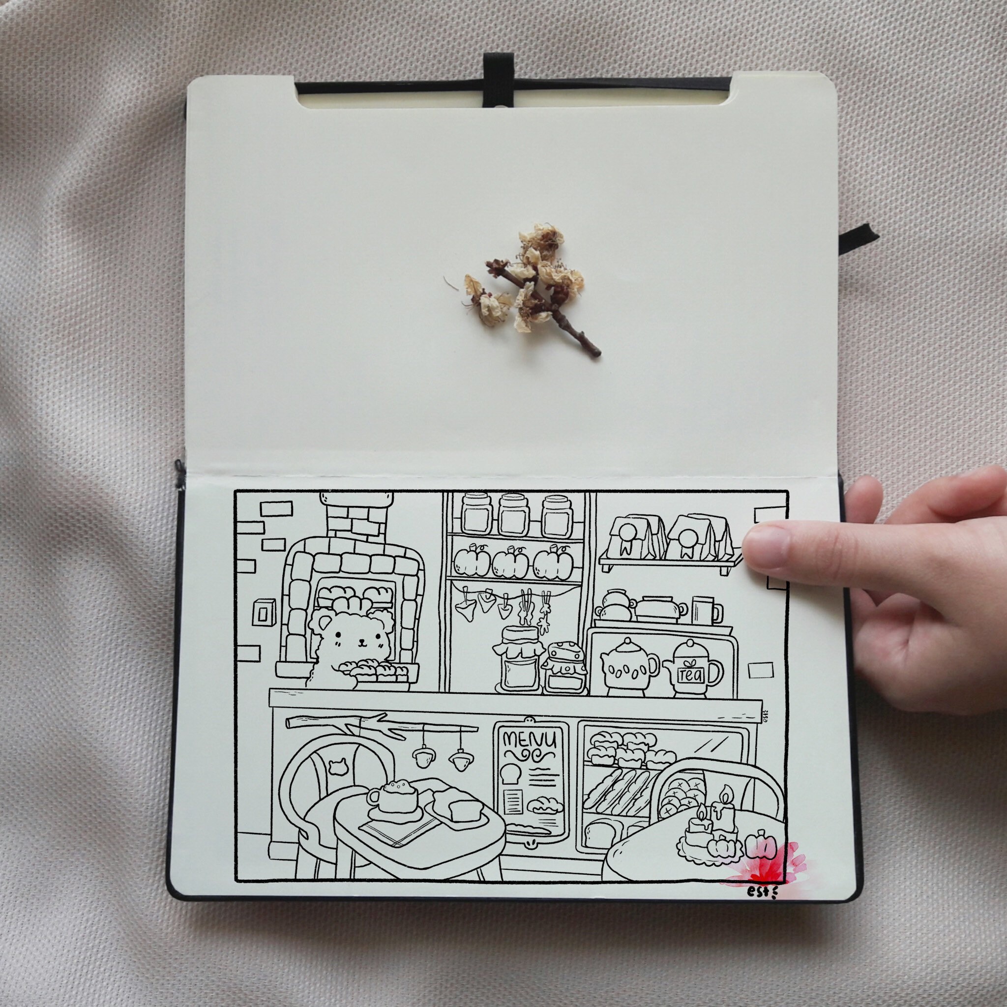 Adult Coloring Page : Cozy Bear Cafe - Etsy