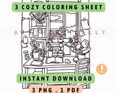Cozy Spaces Coloring Pages for Adults Stress Relief therapy Relaxation Art home Comforts Coloring Sheets Instant Download Printable Designs