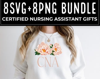 Cna SVG, Cna PNG For Sublimation 16 designs tshirt bundle, Gifts for Certified Nursing Assistants, Healthcare Professionals and New Grads