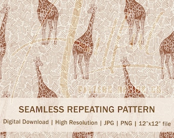 Patrón sin costuras de jirafa: Estampado de animales de safari (descarga digital)