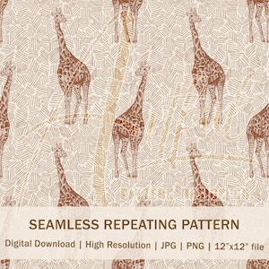 Animal Giraffe - Seamless Pattern | Digital Paper | Safari Digital Paper | background | African animal | printable paper- Commercial Use