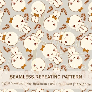 Naadloos patroon Jolly Christmas Cookies Gingerbread Naadloos herhalingspatroon voor stofsublimatie - commercieel gebruik - digitale download