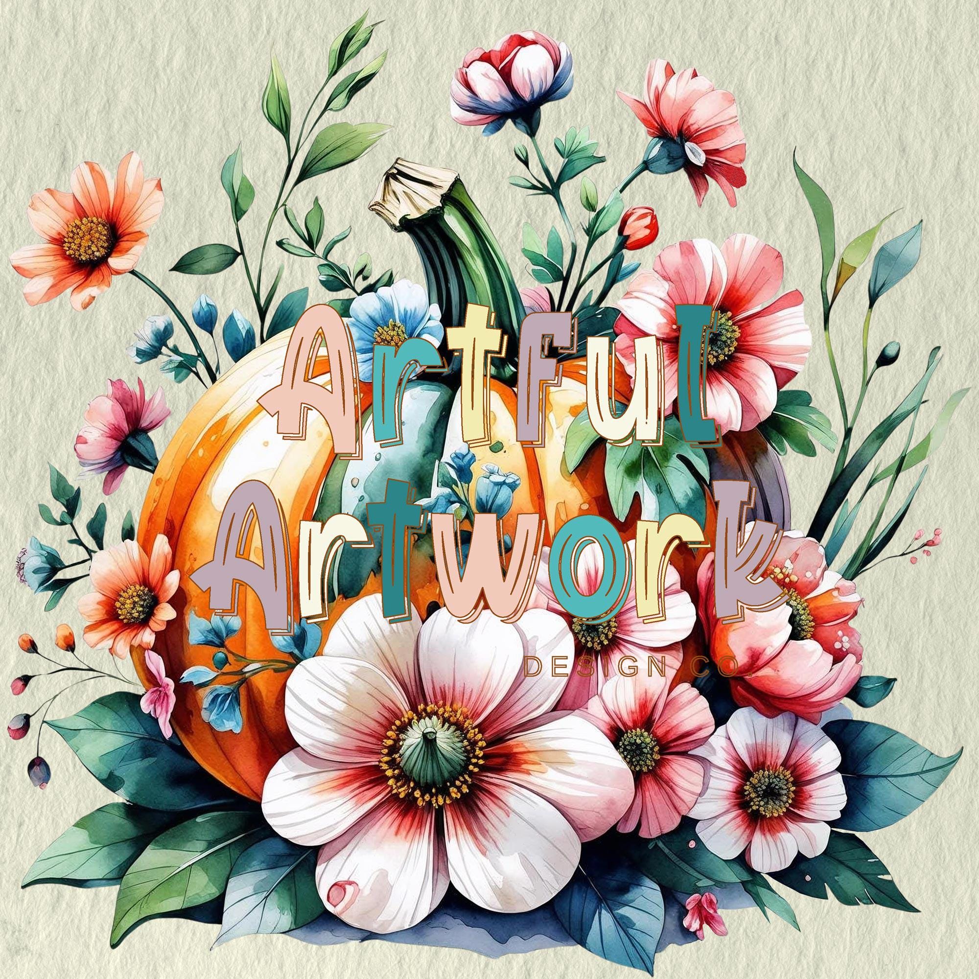 Watercolor Pumpkin Bouquet Clipart, Autumn Fall Floral Digital Download ...