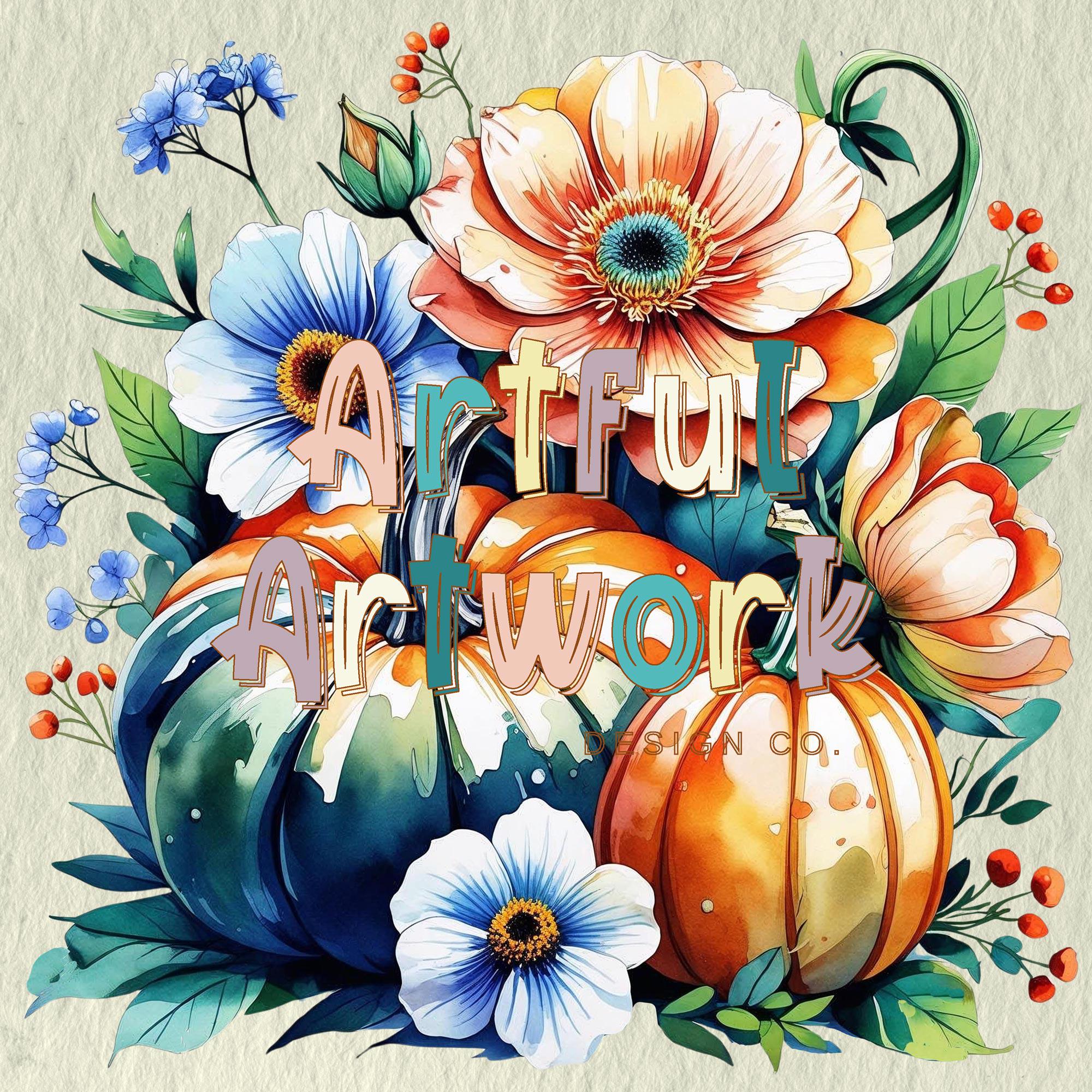 Watercolor Pumpkin Bouquet Clipart, Autumn Fall Floral Digital Download ...