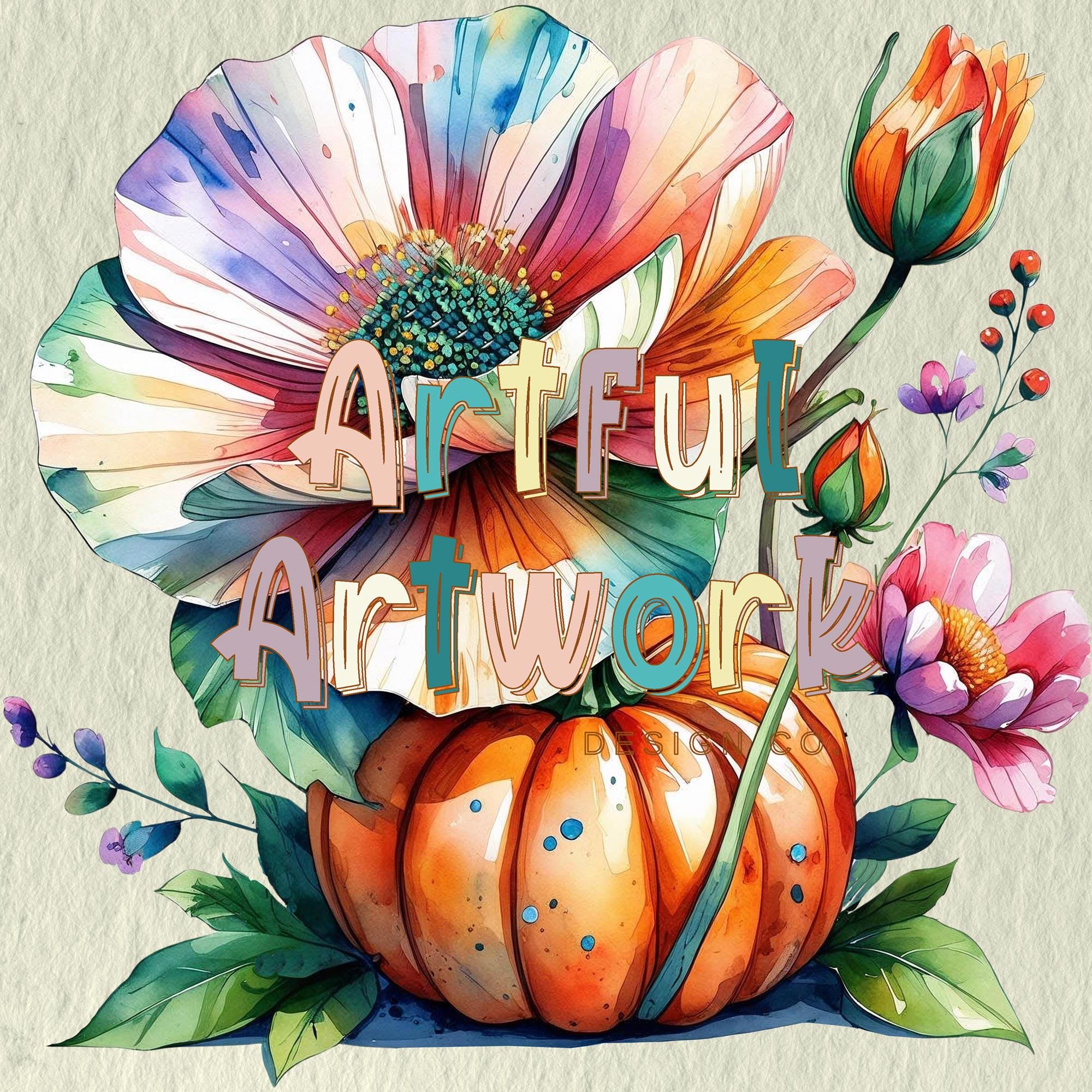 Watercolor Pumpkin Bouquet Clipart, Autumn Fall Floral Digital Download ...