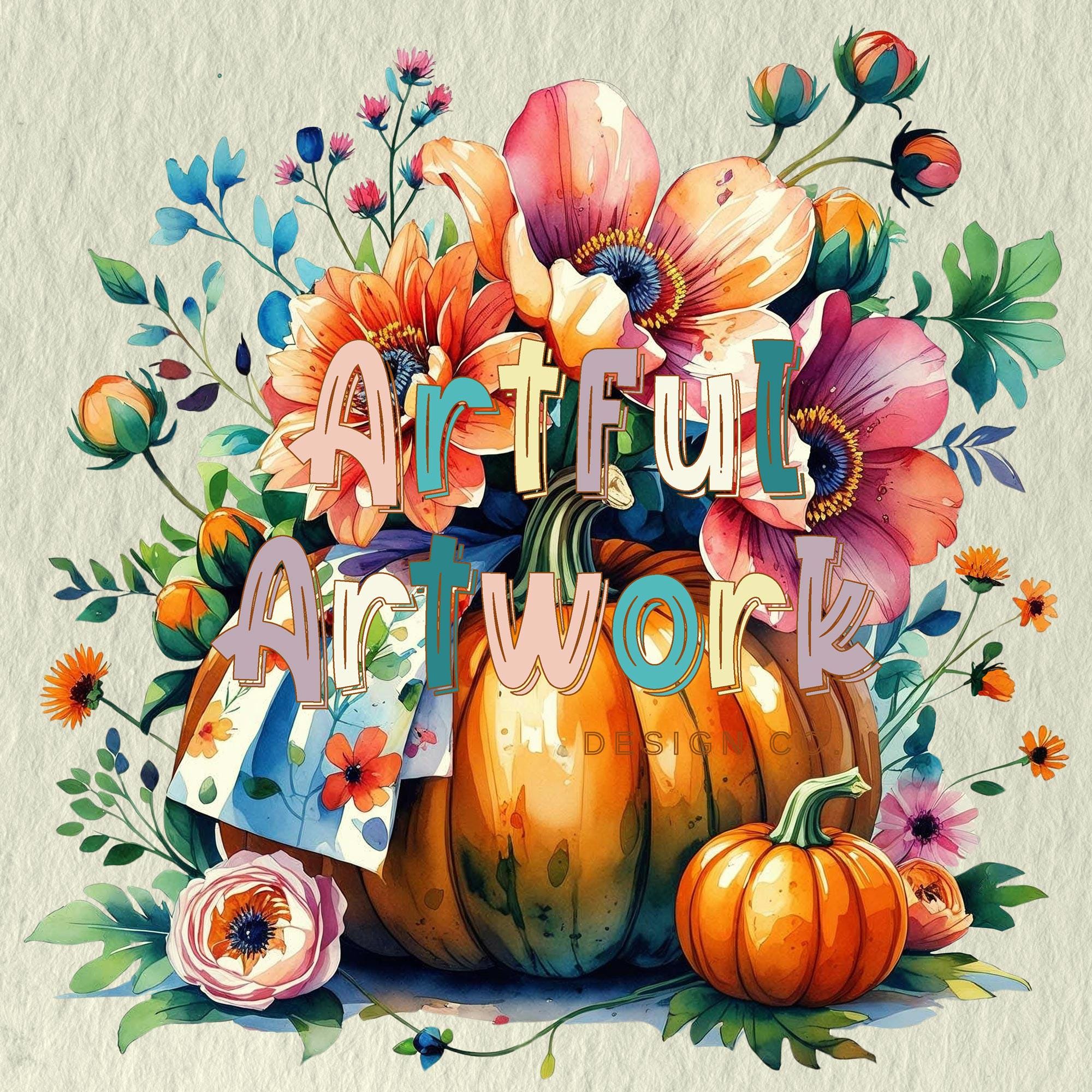 Watercolor Pumpkin Bouquet Clipart, Autumn Fall Floral Digital Download ...