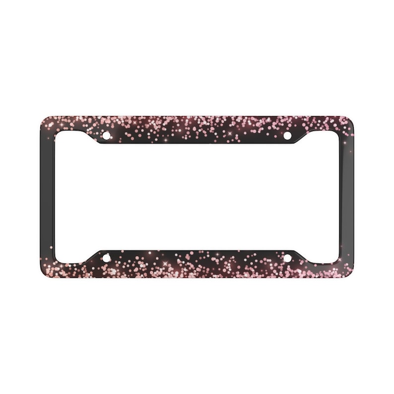 Rose Gold & Black Glitter License Plate Frame,car Accessories for Women