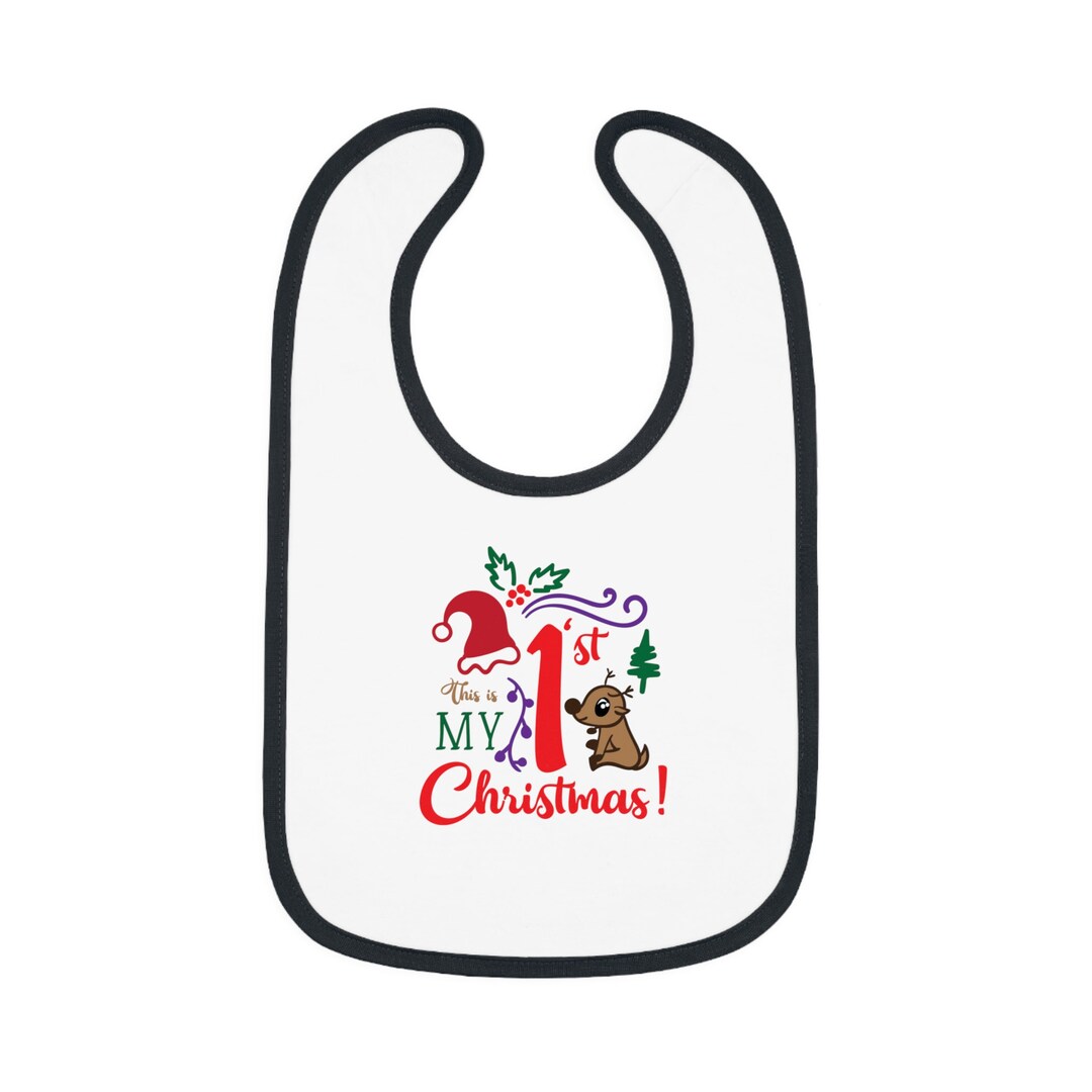 My First Christmas Jersey Bib, First Christmas, Baby's 1st Christmas