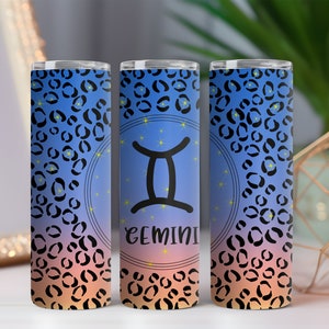 Gemini Leopard Print Tumbler 20oz, Gemini Tumbler, Gemini, Gifts For Her, Zodiac Tumbler, Leopard Print
