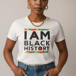 I Am Black History T-Shirt, Pan African Pride Tee with Tribal Motif, Bold Minimalist Statement Shirt Celebrating Black Excellence
