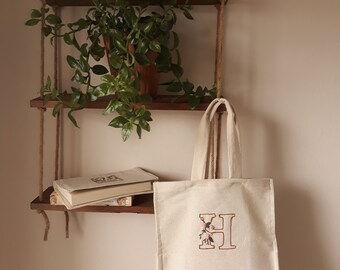 Personalized Tote Bag Embroidery Cloth Recycleable Cotton for Woman Beige Free Shipping