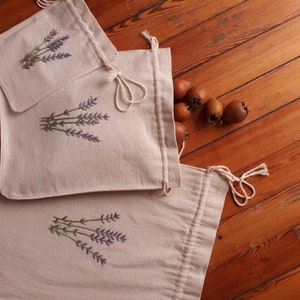 Triple Linen Lavander Bags Drawstring Bags %100 Natural Bags Clothes Bags Legumes Bags Multi-Purpose Bags Jewelry Packs Free Shipping image 4