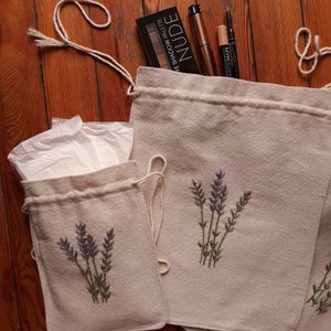 Triple Linen Lavander Bags Drawstring Bags %100 Natural Bags Clothes Bags Legumes Bags Multi-Purpose Bags Jewelry Packs Free Shipping image 1