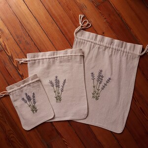 Triple Linen Lavander Bags Drawstring Bags %100 Natural Bags Clothes Bags Legumes Bags Multi-Purpose Bags Jewelry Packs Free Shipping image 5