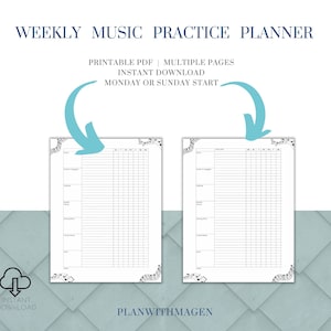Music Practice Tracker | Printable Music Lesson Planner | Piano Violin Cello Guitar Suzuki Journal | Musician Journal | Weekly Planner
