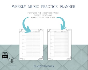 Music Practice Tracker | Printable Music Lesson Planner | Piano Violin Cello Guitar Suzuki Journal | Musician Journal | Weekly Planner