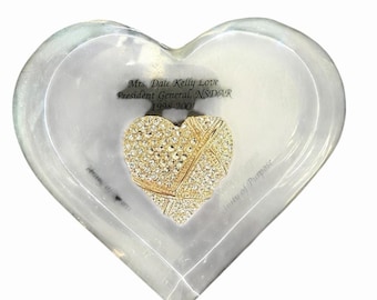 Vintage NASDAR DAR President General 1998-2001 Pendant Inside Paperweight Heart