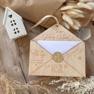Enveloppe liste de cadeaux de Noël en bois personnalisée – Daron Création