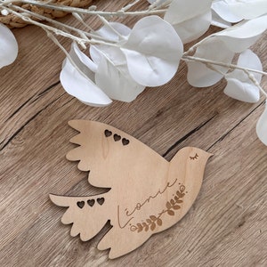 Plaque de naissance oiseau colombe