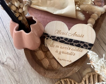 GRACIAS pulsera con imán de corazón y leopardo
