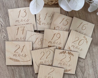 Cartes étapes bébé deuxième année 13-24 mois carrées