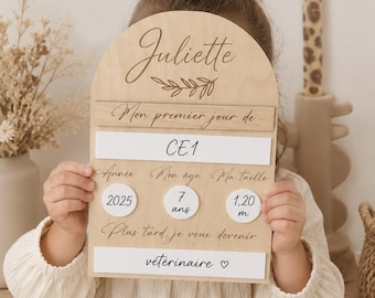 Pancarte premier dernier jour d'école en bois - rentrée des classes enfant