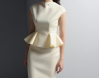 Peplum Midi Dress | Cocktail Dress | Wedding Guest Dress | Formal Midi Dress