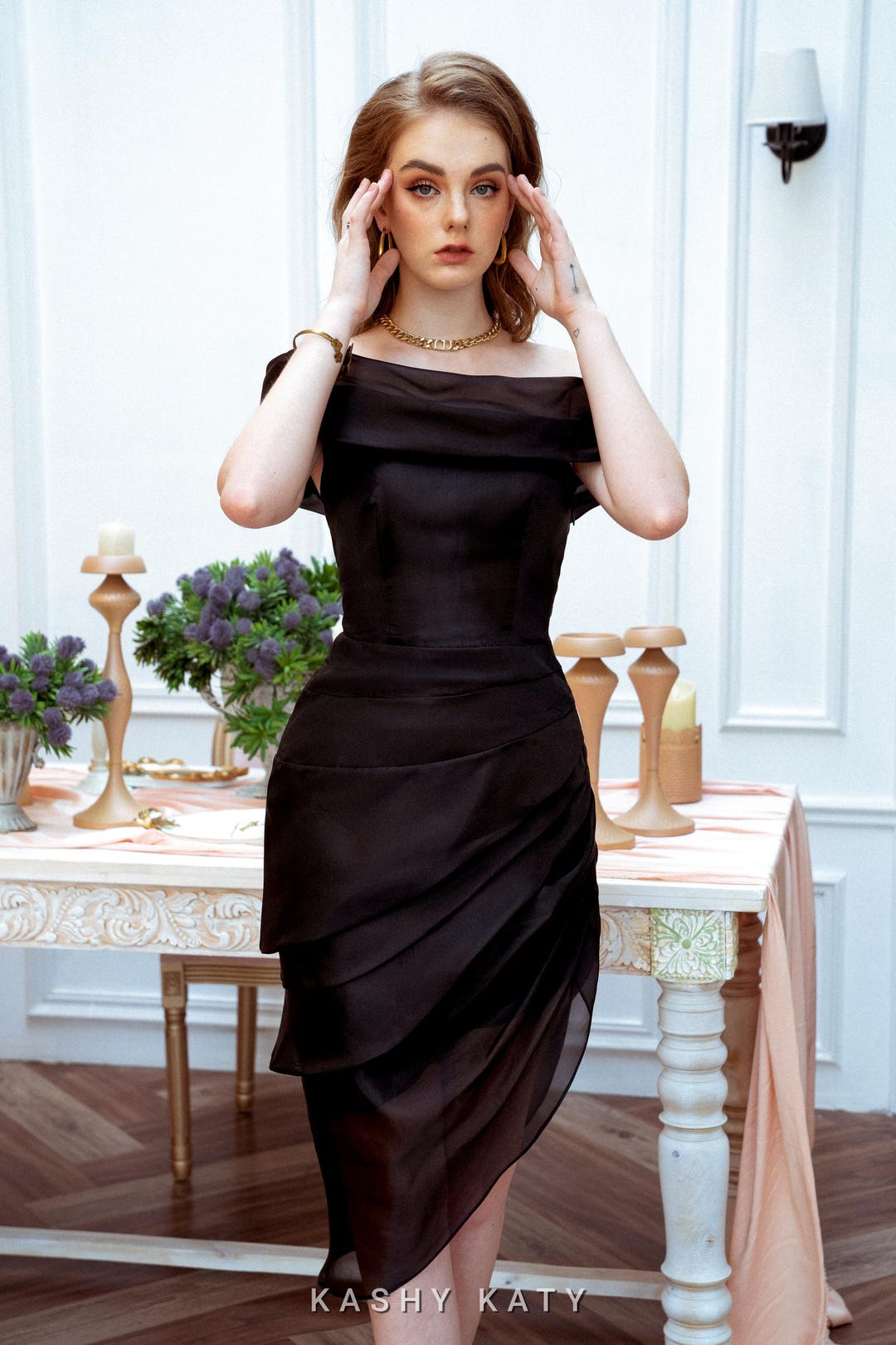 black organza prom dress Black Strapless Organza Prom Dresses 2024 Beaded Bodice 24218 Black / US8