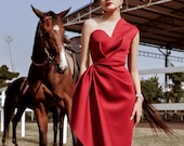 Red Asymmetrical Race Day Dress | Elegant Cocktail Dress | Kentucky Derby Style | High Society Look - Etsy Red Asymmetrical Race Day Dress | Elegant Cocktail Dress | Kentucky Derby Style | High Society Look - Etsy