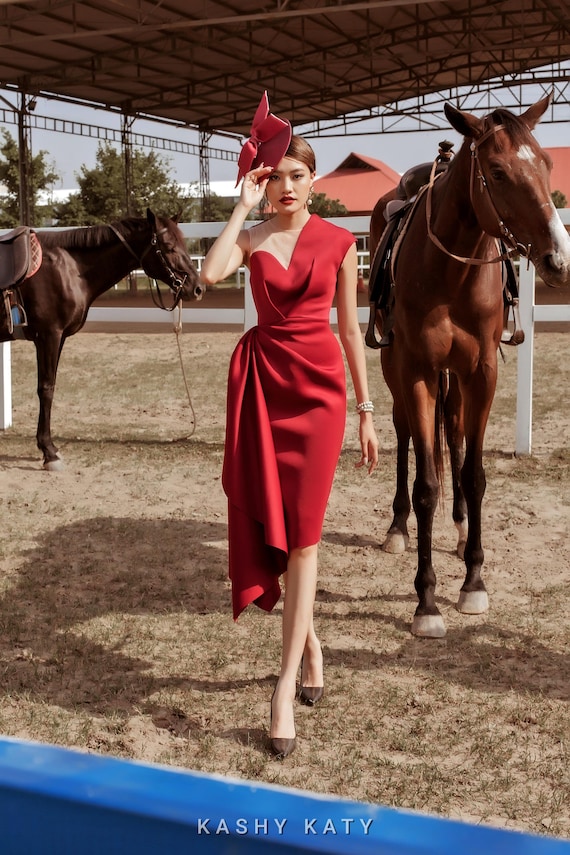 asymmetrical red dress Jackson Sweater Dress in Ivory – MIRTH main image 0