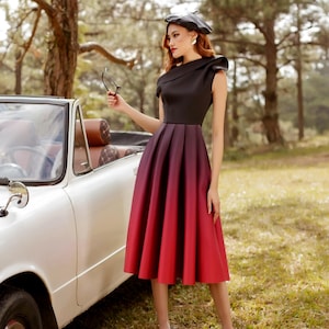 red ombre bridesmaid dresses Sl Fashions Ombre Satin Bow Sash Gown - Black Silver