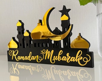 Ramadan Mubarak Mosque Tabletop Decor Eid Mubarak Gift Ramadan Kareem Decoration Islamic Home Decor