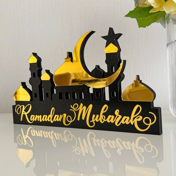 Ramadan Mubarak Mosque Tabletop Decor Eid Mubarak Gift Ramadan Kareem Decoration Islamic Home Decor