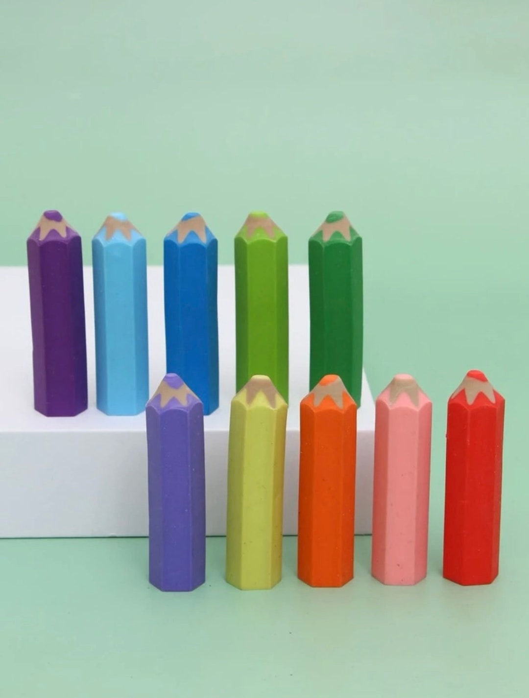 Colored Pencil Shaped Erasers Pencil Erasers Pink Erasers Etsy