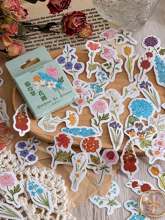 Floral Stickers Set Flower Sticker Set Cute Sticker Set Etsy