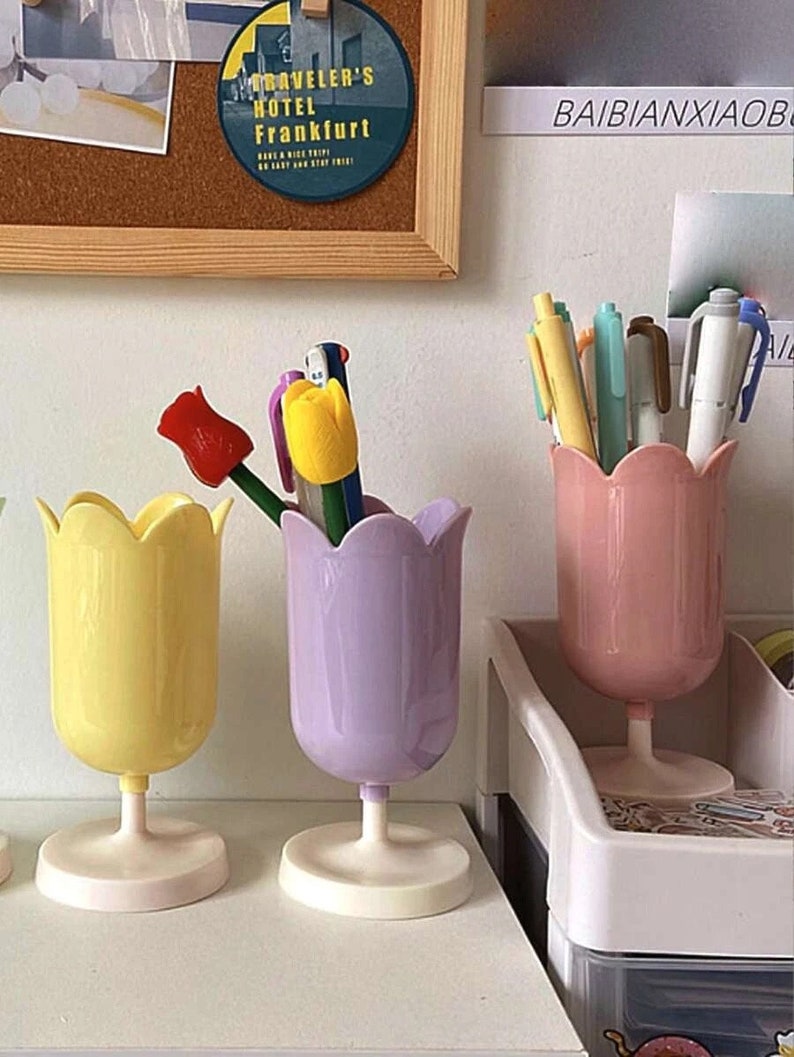 Floral Pencil Holder Flower Pencil Holder Tulip Pen Holder image 1