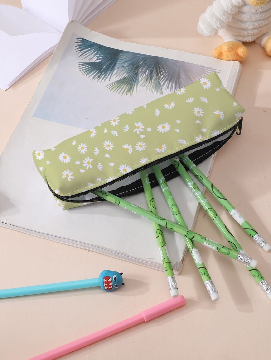 Floral Pencil Pouch Flower Pencil Case Stationary Case Etsy